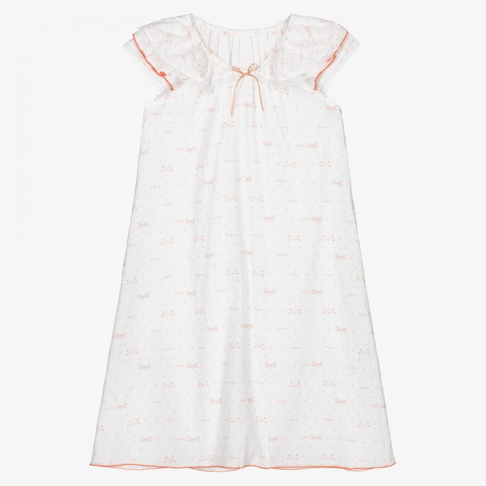 AMIKI Children - Белая ночная рубашка из хлопка для девочек | Childrensalon