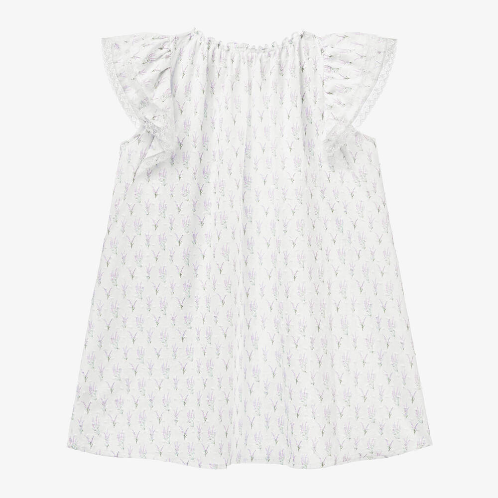AMIKI Children-Girls White Cotton Plumeti Nightdress | Childrensalon Outlet