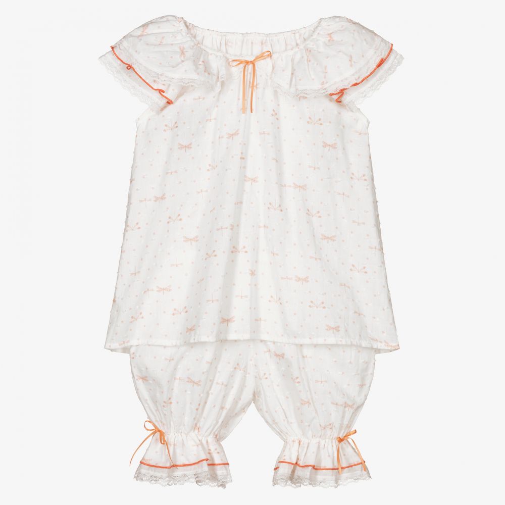 AMIKI Children - Girls White Cotton Pyjamas | Childrensalon