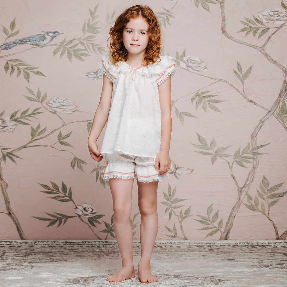 Amiki children girls white cotton pyjamas childrensalon outlet