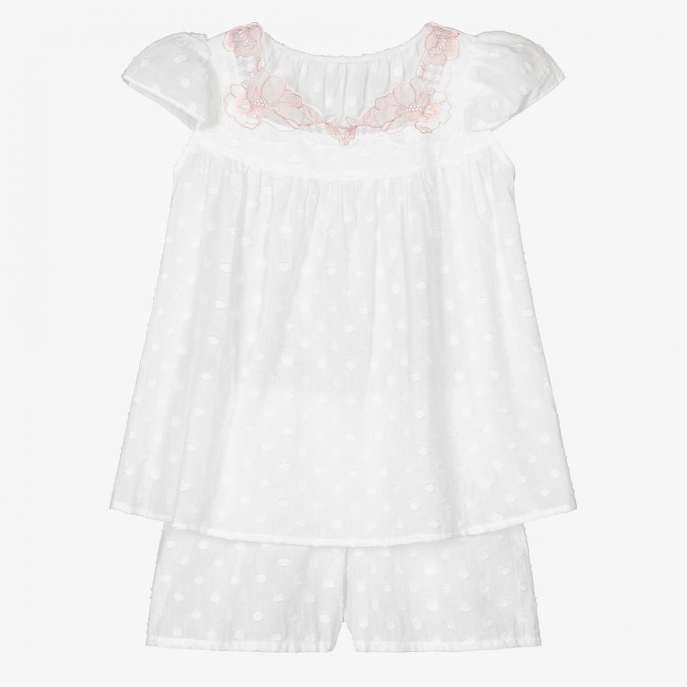 AMIKI Children - Girls White Cotton Pyjamas | Childrensalon