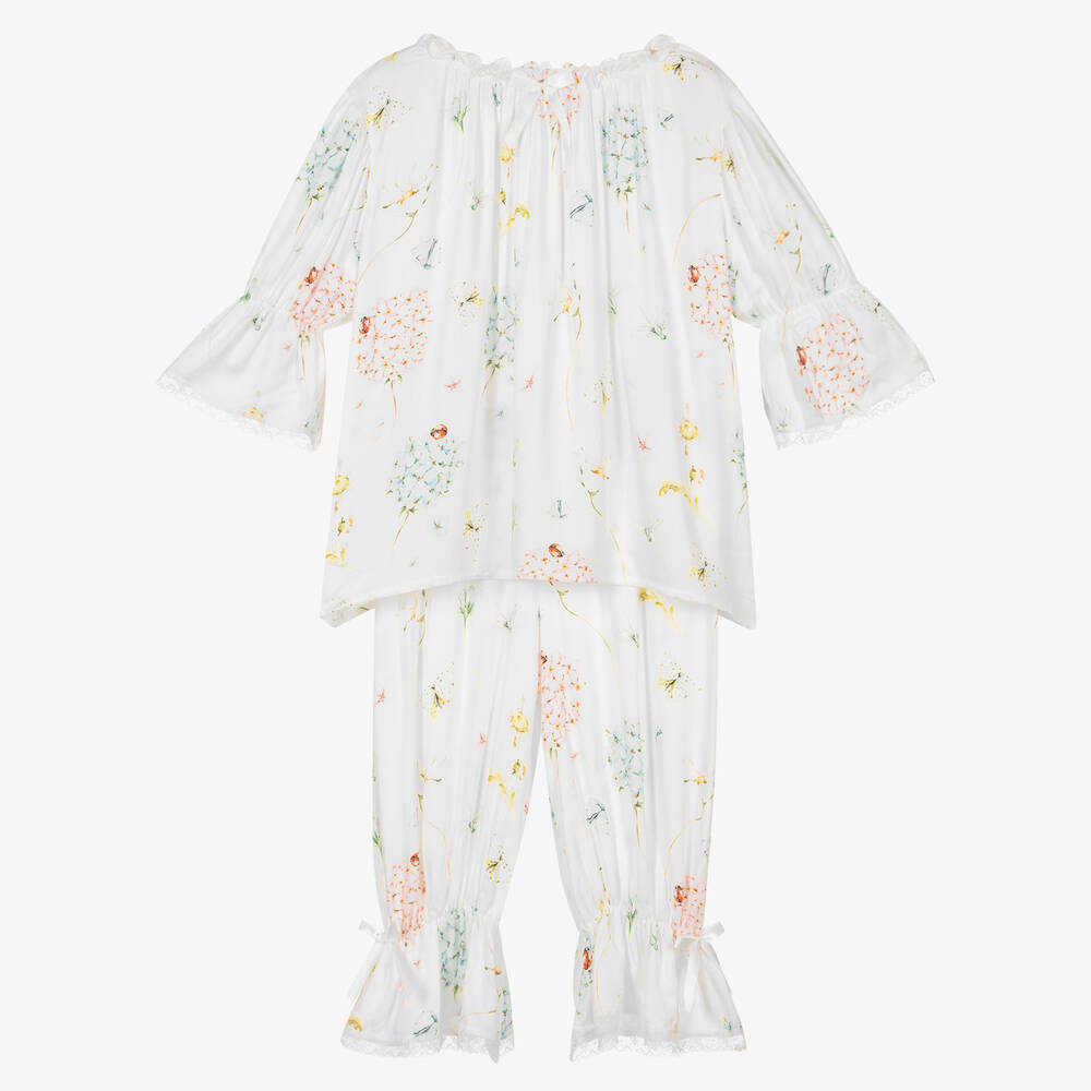 AMIKI Children - Marienkäfer-Blumen-Schlafanzug weiß | Childrensalon