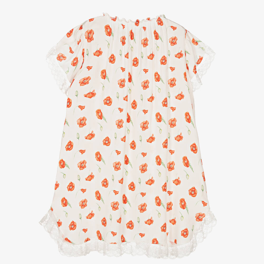 AMIKI Children-Белая ночная рубашка с красными маками | Childrensalon Outlet