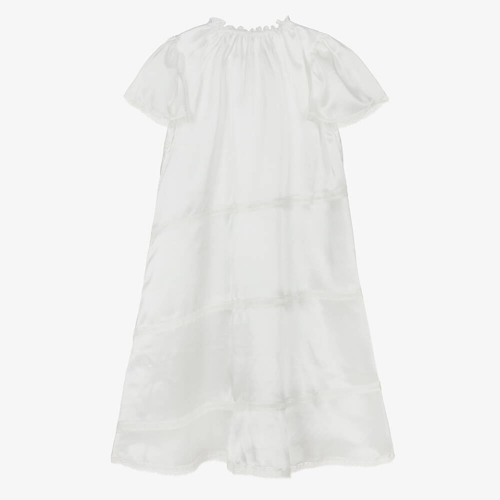 AMIKI Children-Girls White Silk Lace Trim Nightdress | Childrensalon Outlet