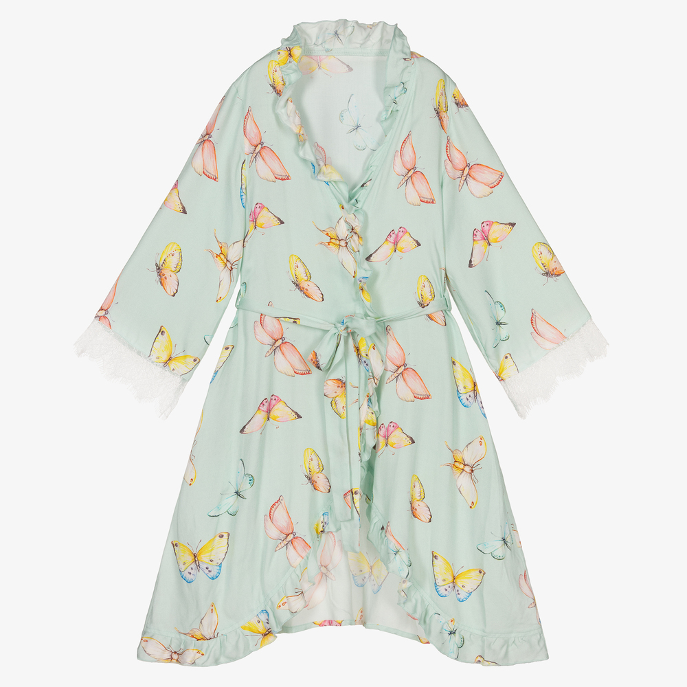 AMIKI Children - Robe de chambre verte à papillons | Childrensalon