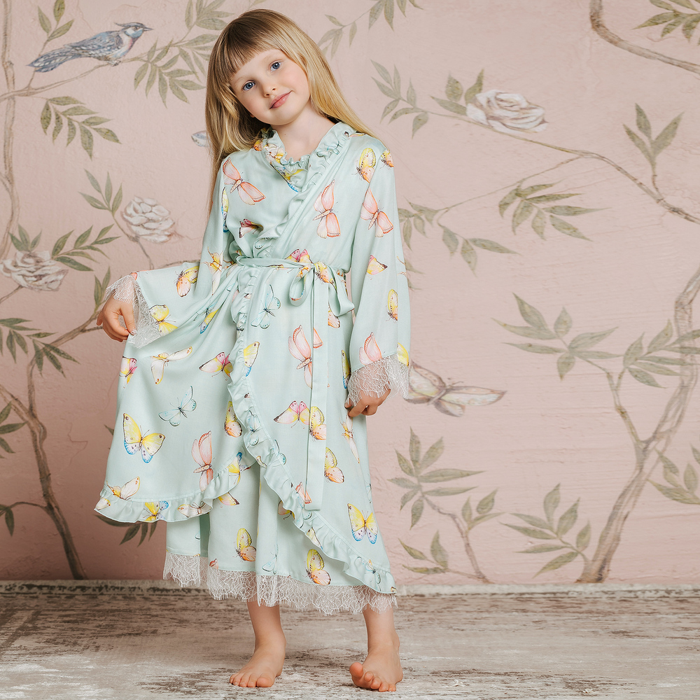 AMIKI Children - Green Butterfly Dressing Gown | Childrensalon Outlet