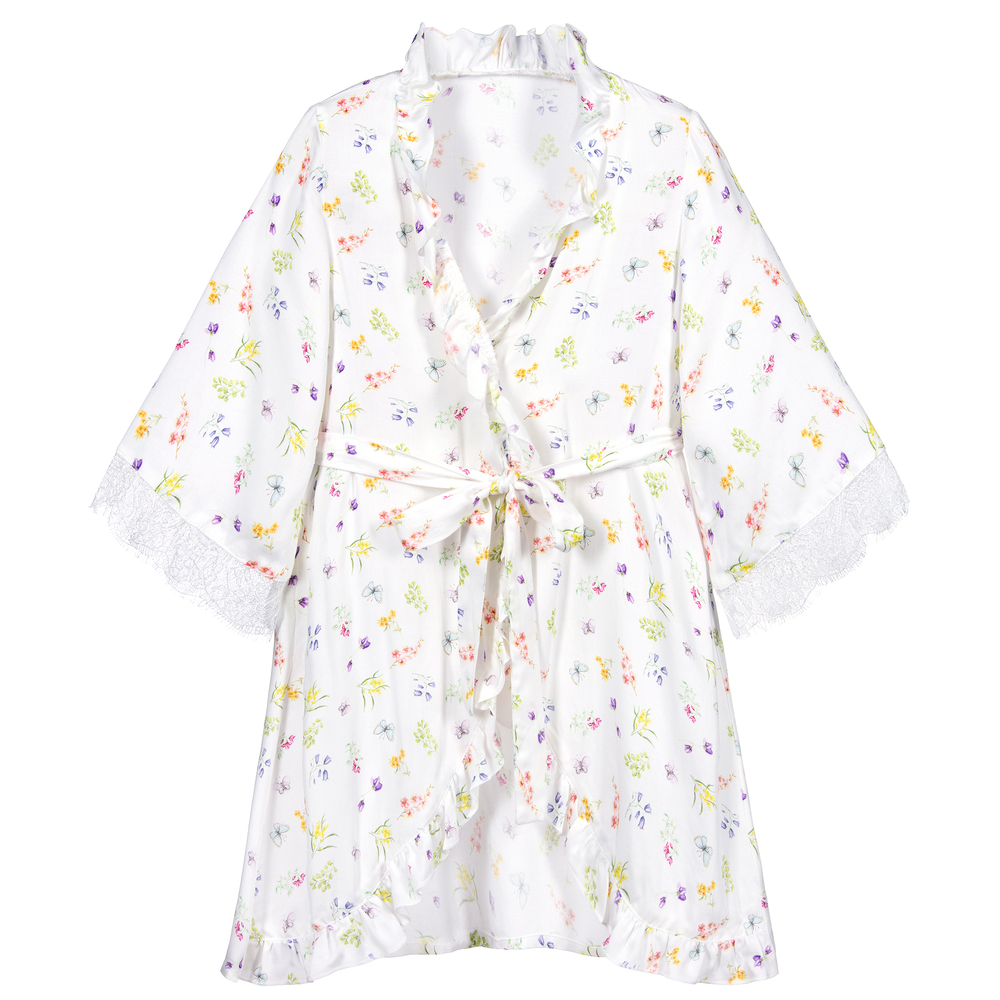 AMIKI Children - Ivory Floral Dressing Gown | Childrensalon