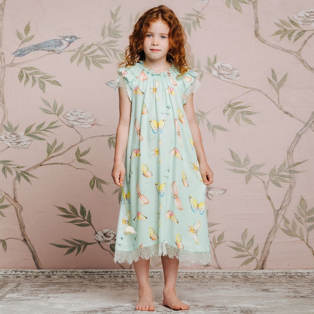 AMIKI Children - Mint Green Viscose Nightdress | Childrensalon Outlet image.