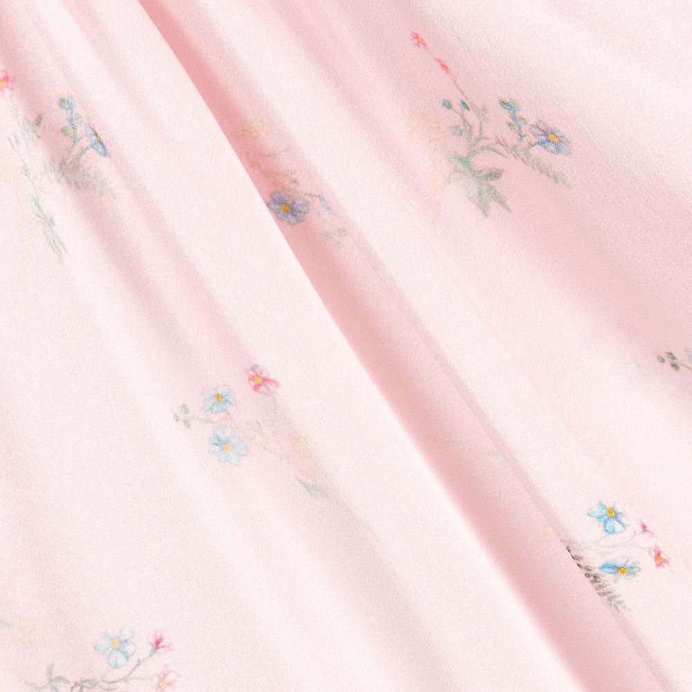 اميكي تشلدرن-قميص نوم حرير و دانتيل لون زهري بطبعة ورود للبنات | Childrensalon Outlet