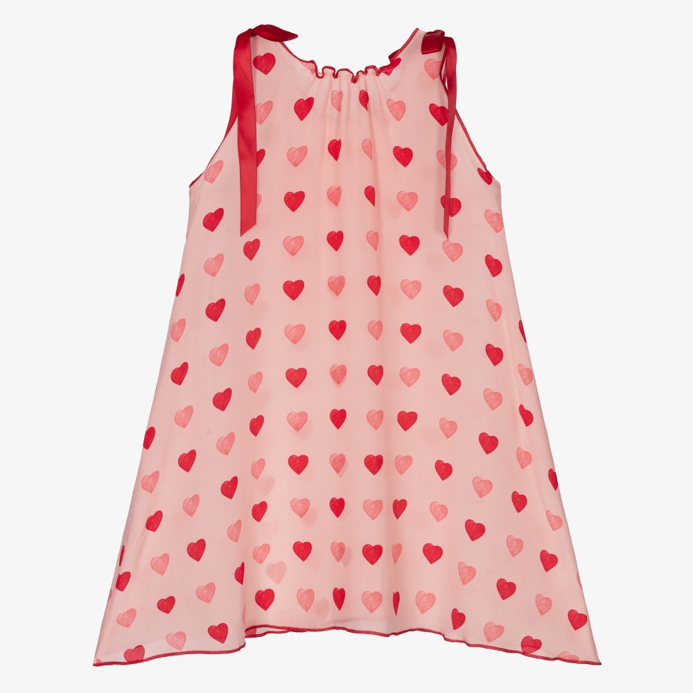 AMIKI Children-Pink Hearts Silk Nightdress | Childrensalon Outlet