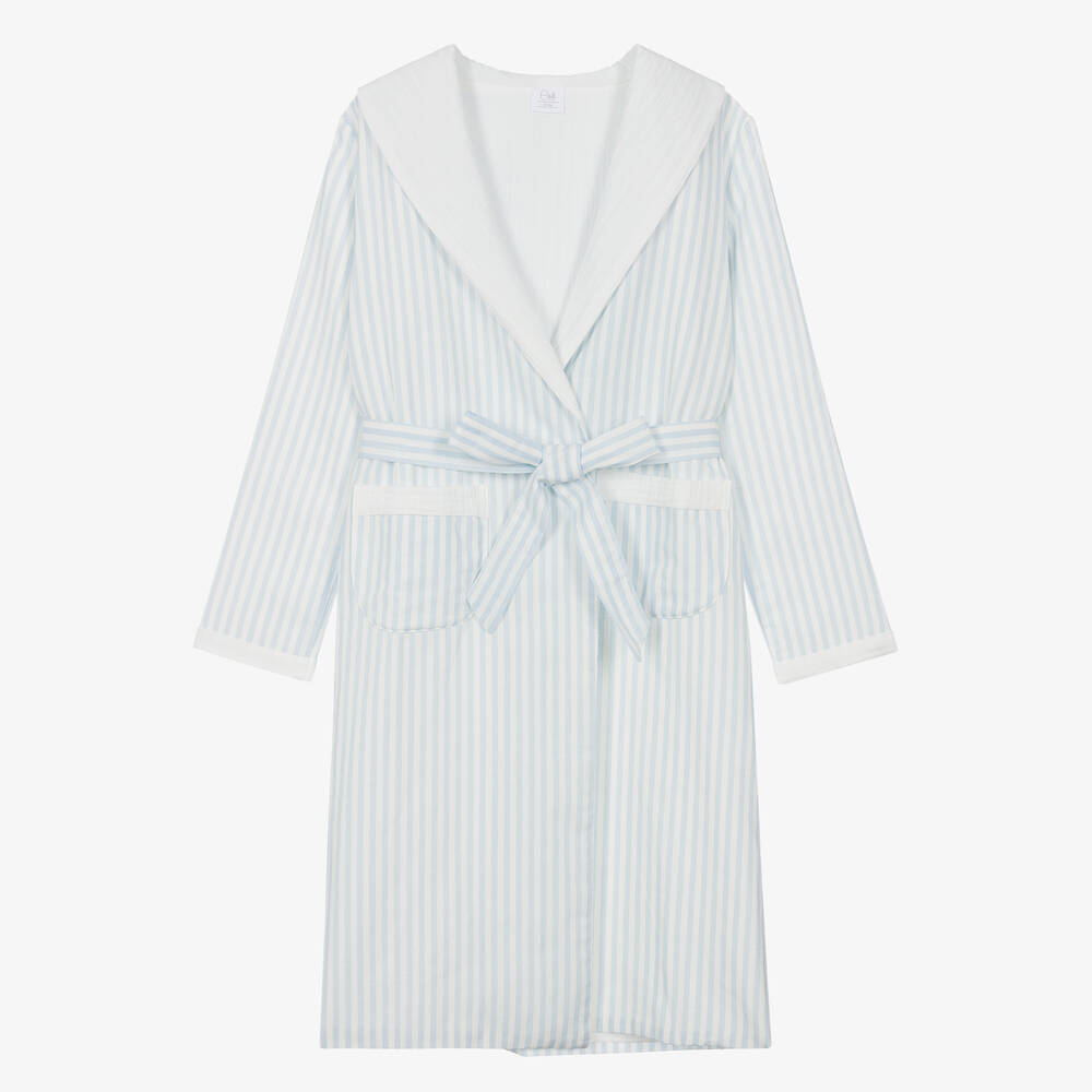 AMIKI Children-Teen Boys Blue Stripe Dressing Gown | Childrensalon Outlet