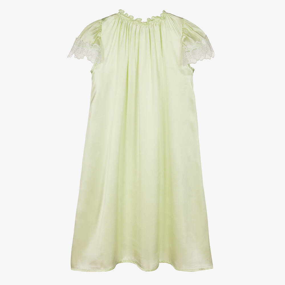 AMIKI Children-Зеленая шелковая ночная рубашка | Childrensalon Outlet