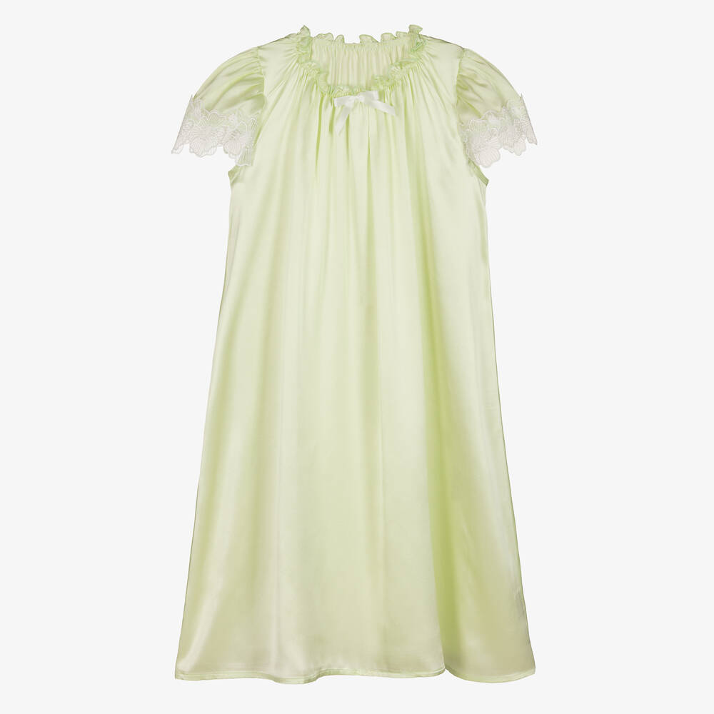AMIKI Children-Teen Girls Green Silk Nightdress | Childrensalon Outlet