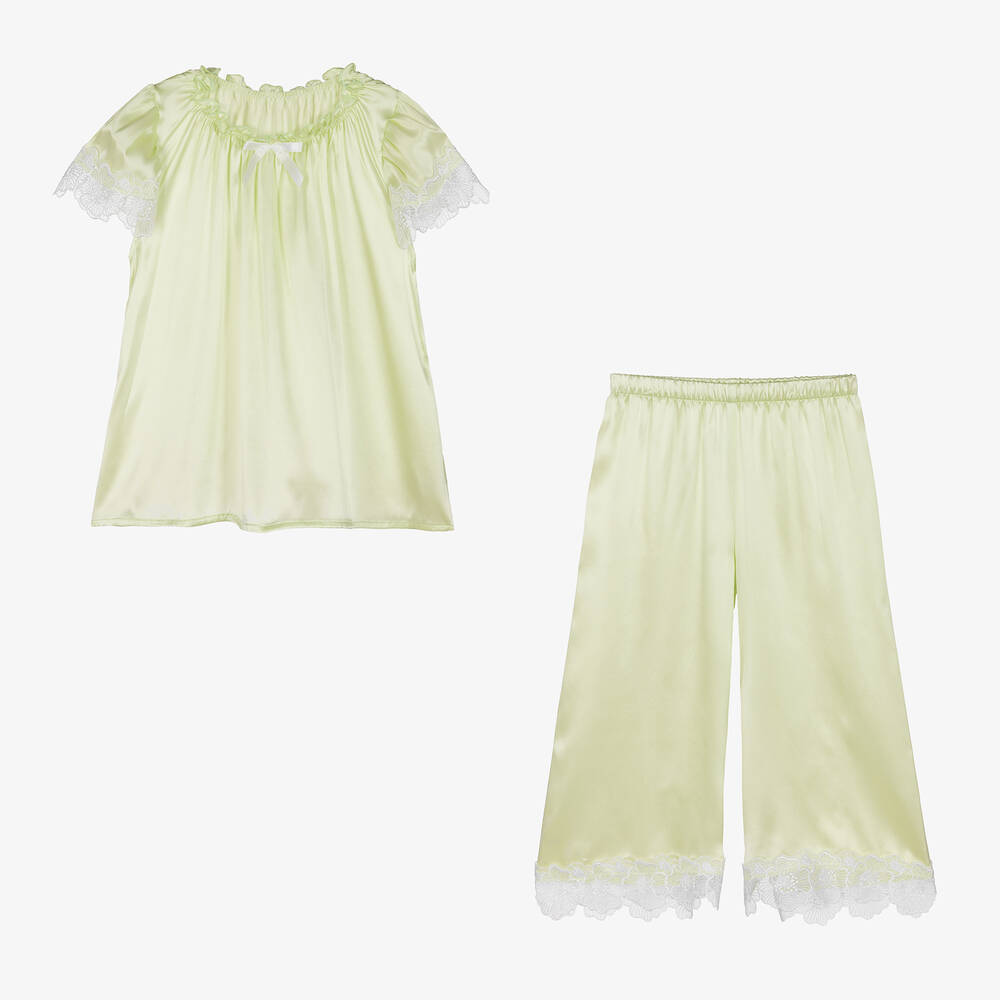 AMIKI Children - Teen Girls Green Silk Pyjamas | Childrensalon