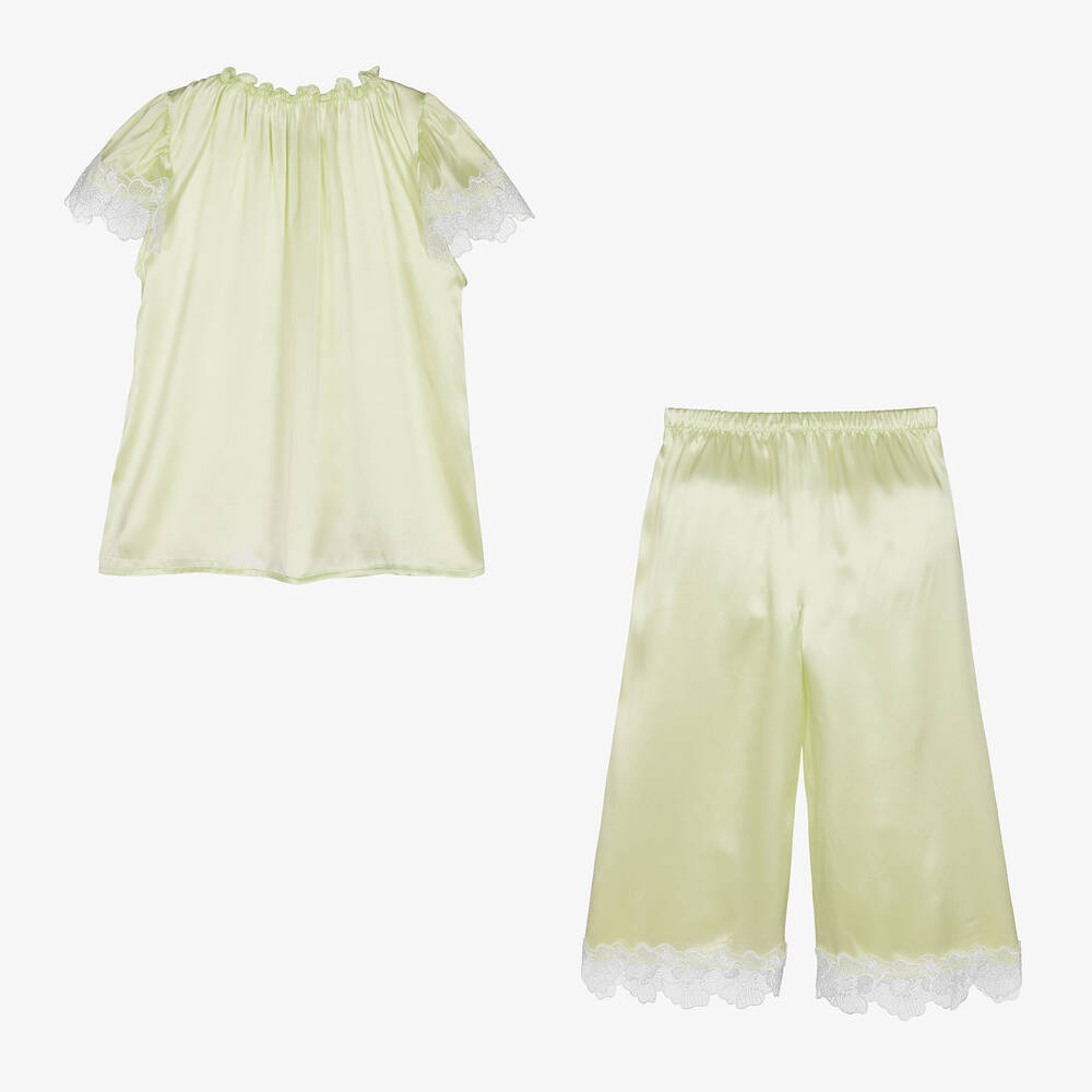 AMIKI Children-Teen Girls Green Silk Pyjamas | Childrensalon Outlet
