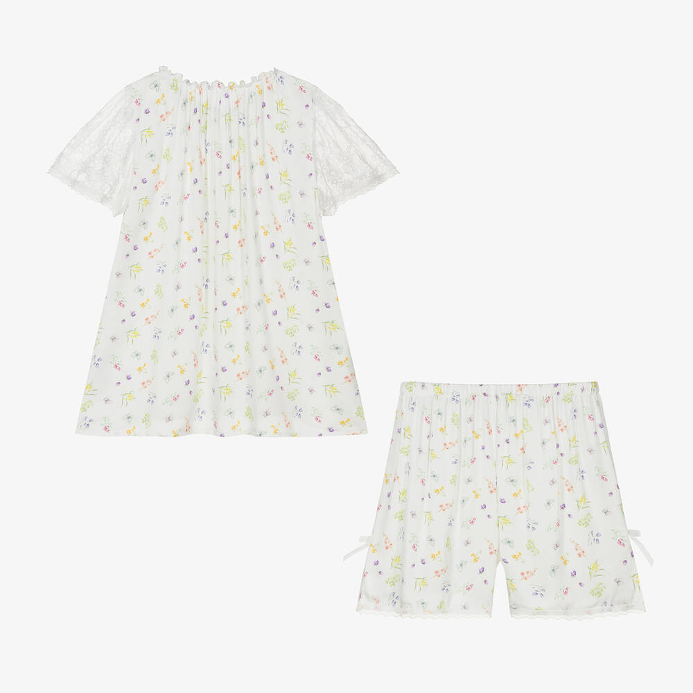 AMIKI Children-Teen Girls Ivory Floral Viscose Pyjamas | Childrensalon Outlet