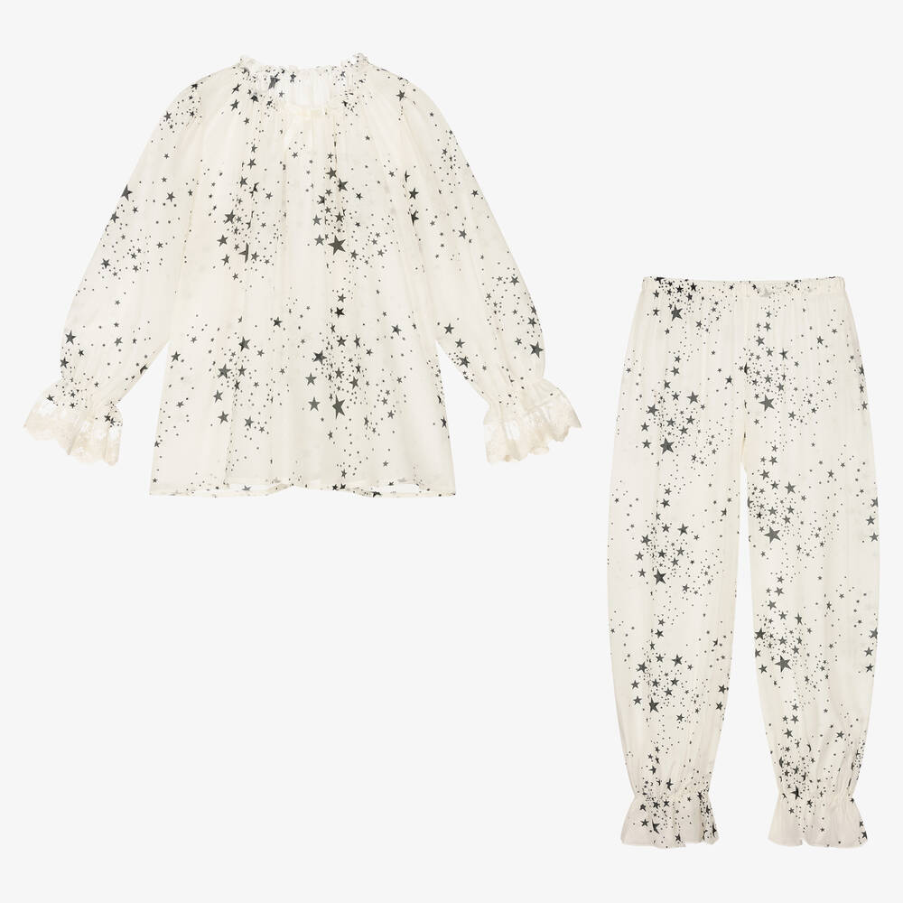 AMIKI Children - Teen Girls Ivory Silk Pyjamas | Childrensalon