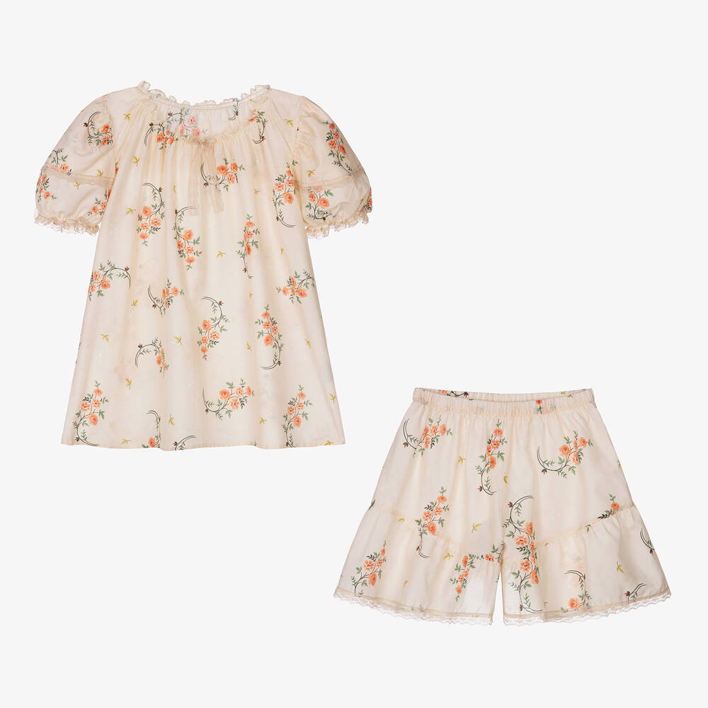 AMIKI Children-Teen Girls Orange Cotton & Silk Pyjamas | Childrensalon Outlet