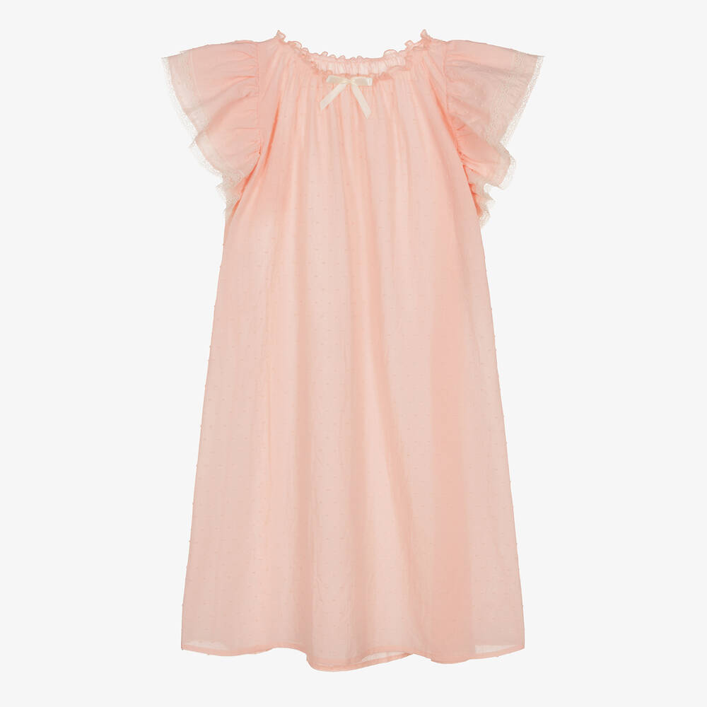AMIKI Children-Teen Girls Pink Cotton Plumetti Nightdress | Childrensalon Outlet