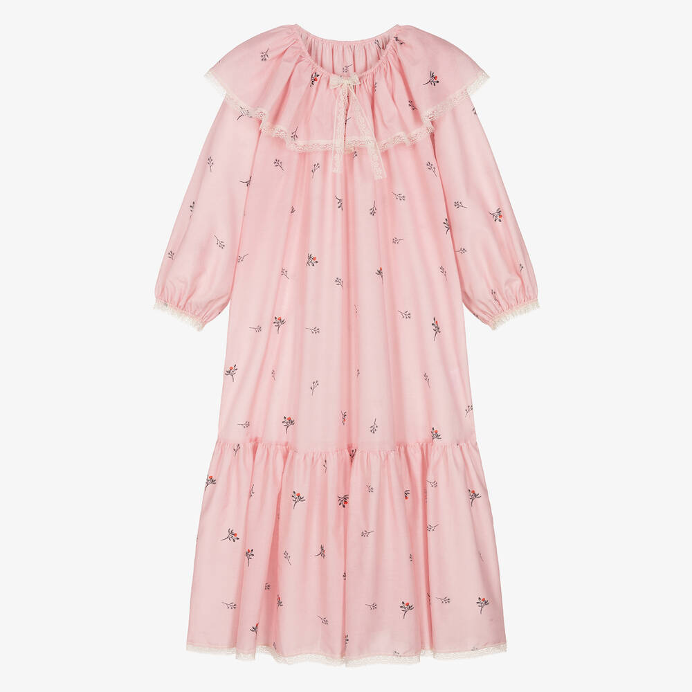 AMIKI Children - Teen Girls Pink Silk Floral Nightdress | Childrensalon