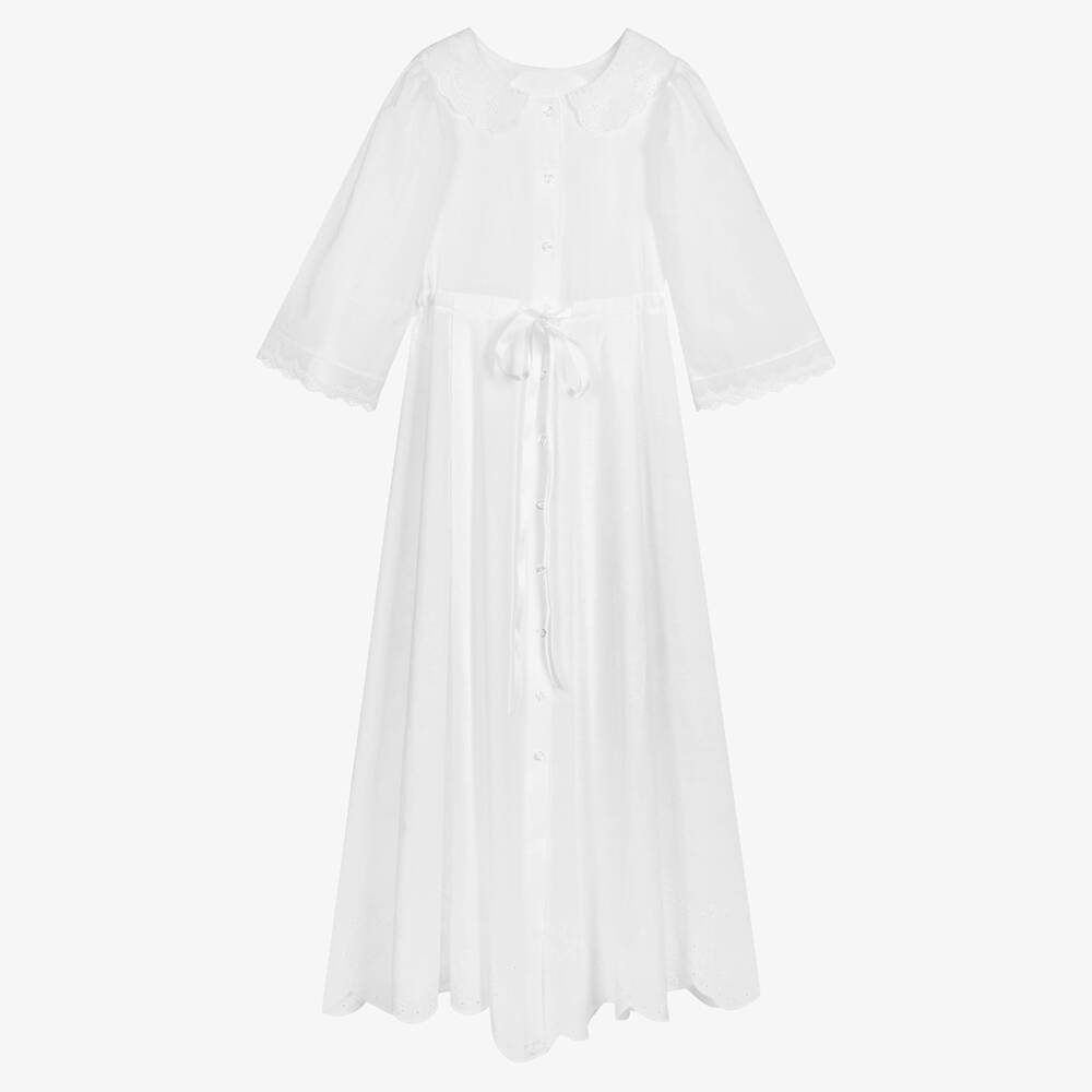 AMIKI Children - Teen Girls White Broderie Anglaise Nightdress | Childrensalon