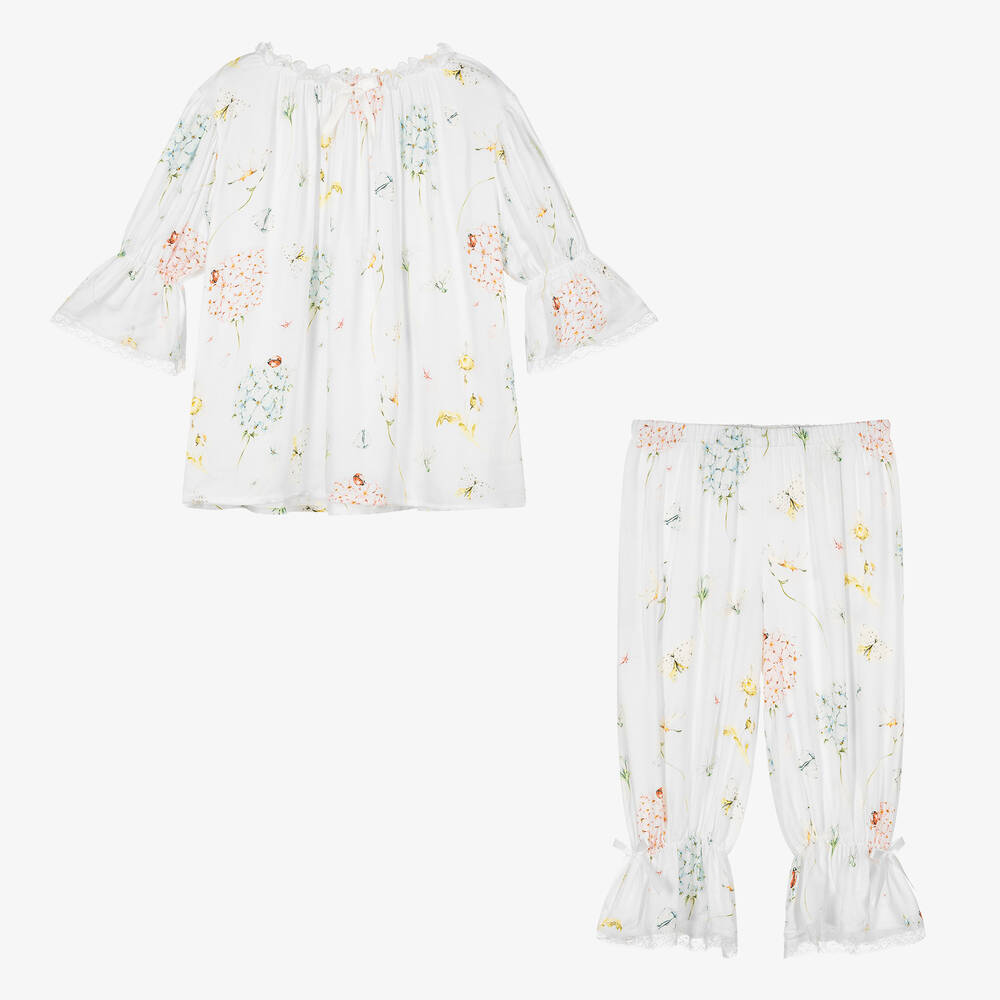 AMIKI Children - Teen Girls White Floral Pyjamas | Childrensalon