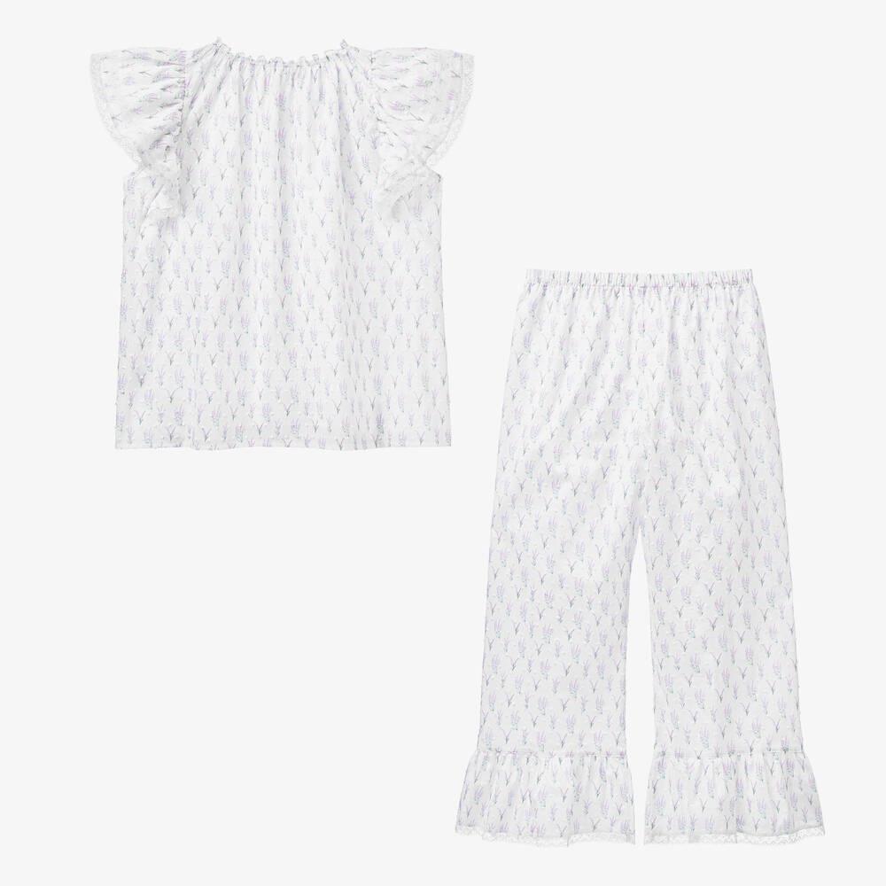 AMIKI Children-Teen Girls White Plumeti Cotton Pyjamas | Childrensalon Outlet