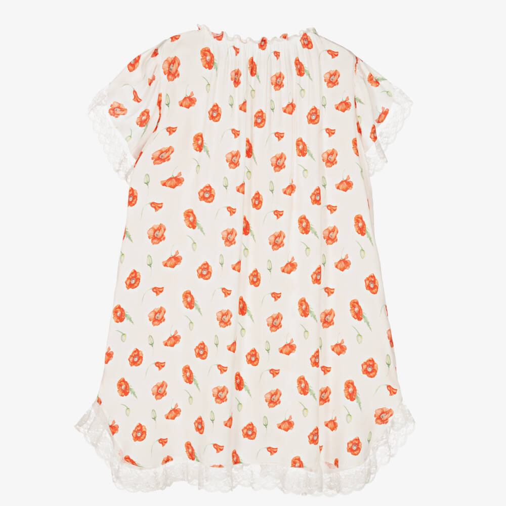 AMIKI Children-Teen Girls White & Red Poppy Nightdress | Childrensalon Outlet
