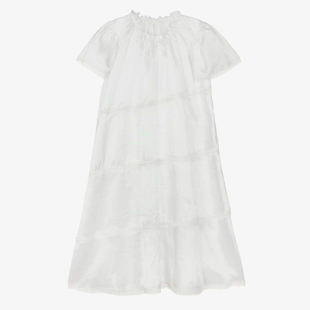 AMIKI Children - Teen Girls White Silk Nightdress | Childrensalon