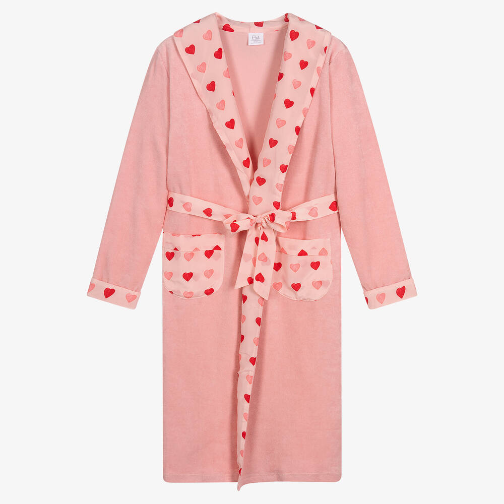 AMIKI Children - Teen Pink Hearts Dressing Gown | Childrensalon