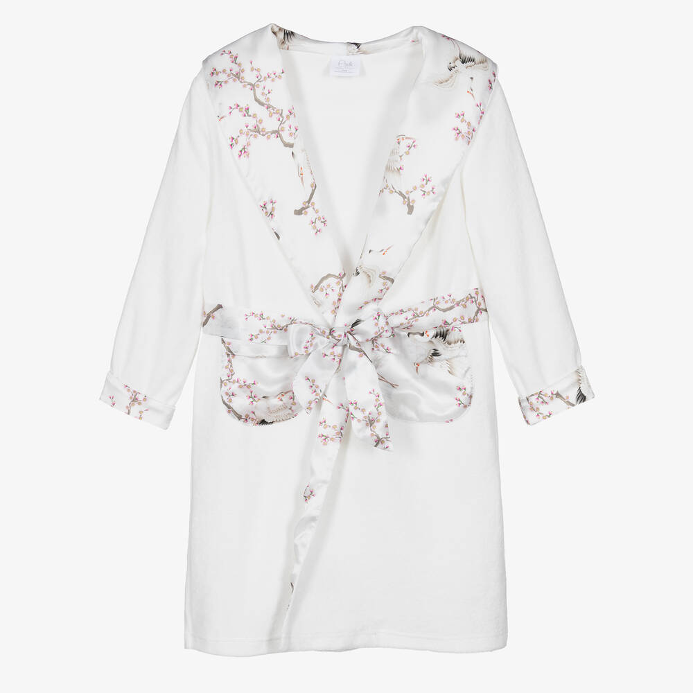 AMIKI Children - Teen White Birds Dressing Gown | Childrensalon