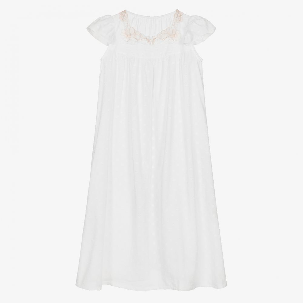 AMIKI Children - Teen White Cotton Nightdress | Childrensalon
