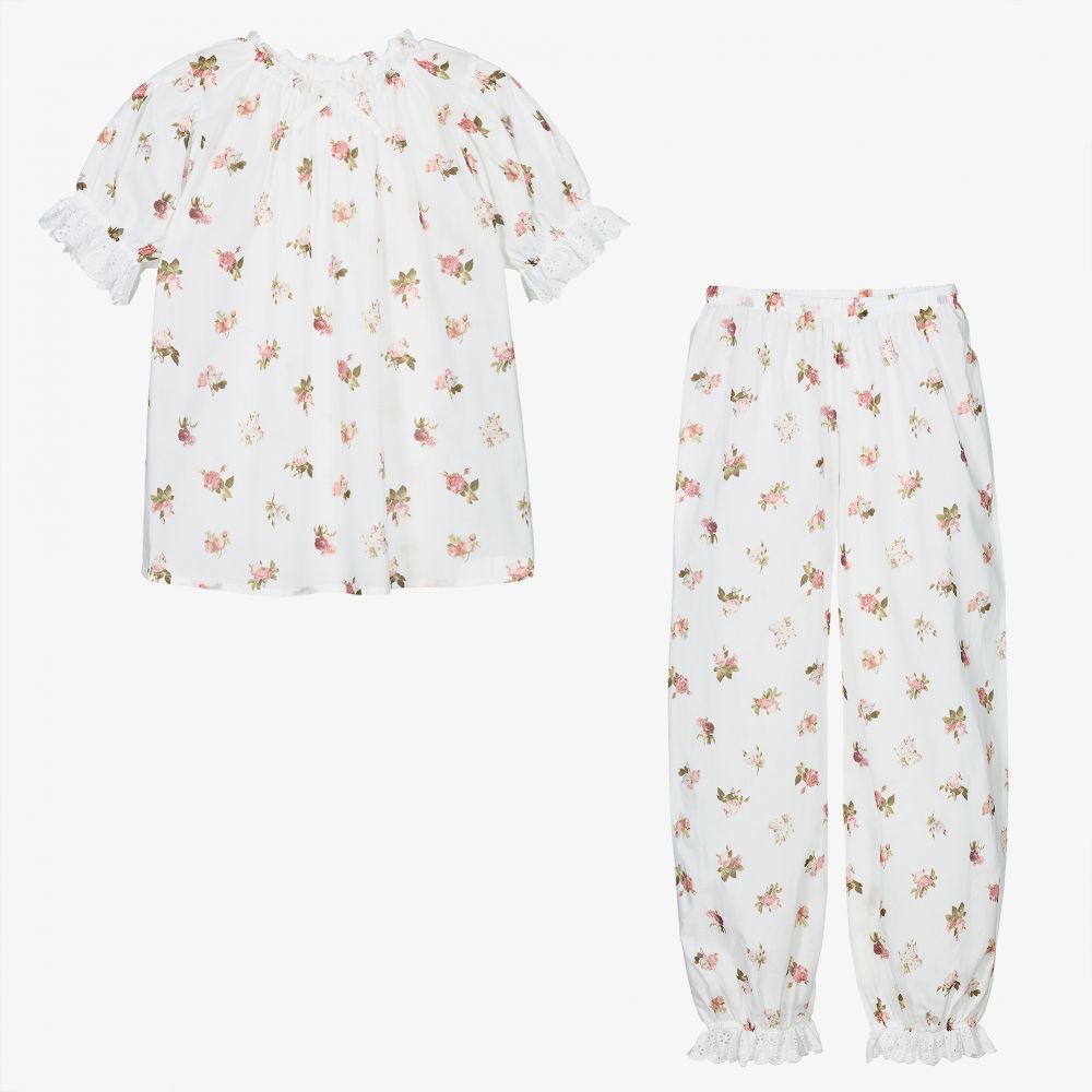 AMIKI Children - Weißer Teen Baumwoll-Schlafanzug | Childrensalon