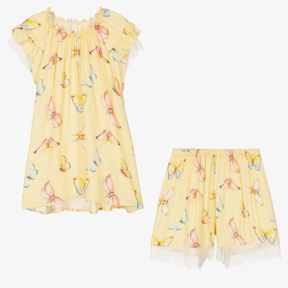 AMIKI Children-بيجاما تينز بناتي فيسكوز لون أصفر | Childrensalon Outlet