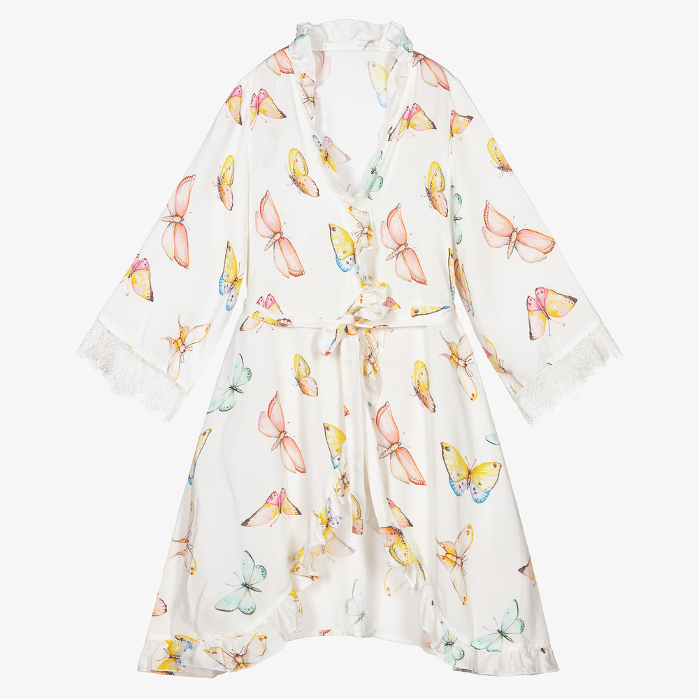 AMIKI Children - White Butterfly Dressing Gown | Childrensalon