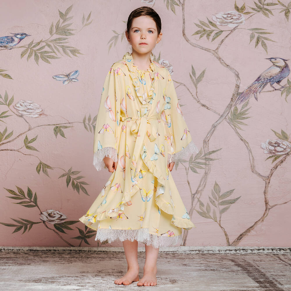 AMIKI Children-Yellow Butterfly Dressing Gown | Childrensalon Outlet