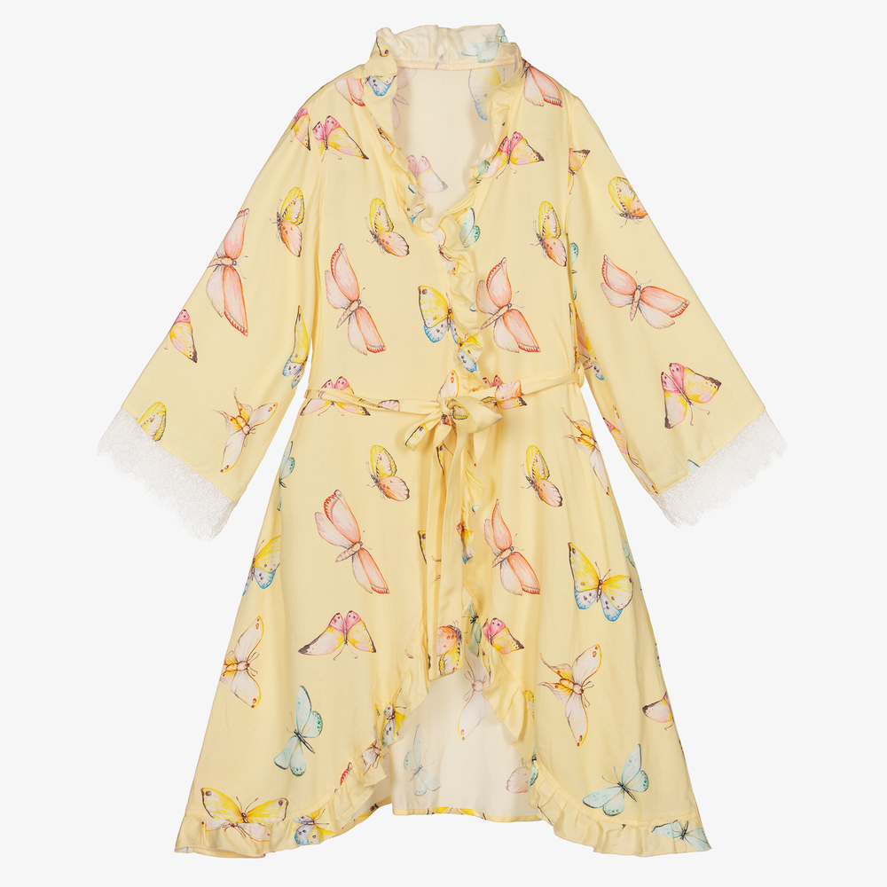 AMIKI Children - Robe de chambre jaune à papillons | Childrensalon