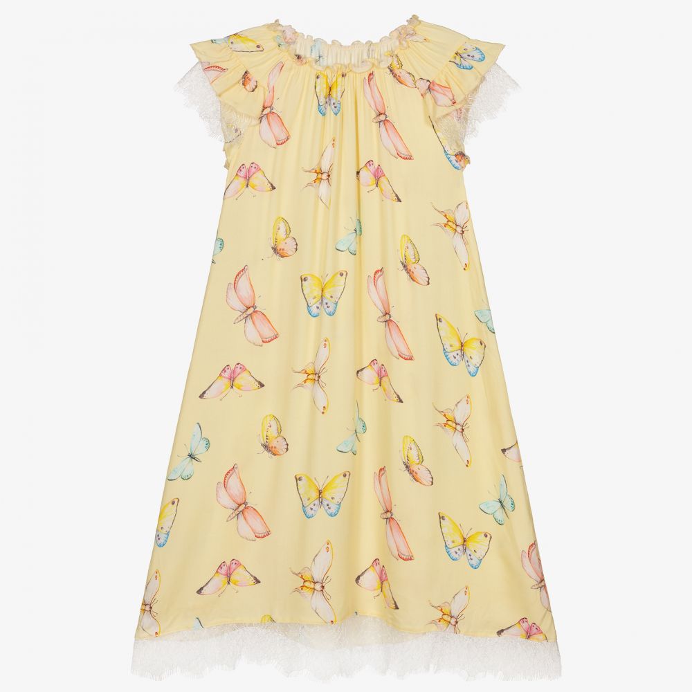 AMIKI Children - Chemise de nuit jaune à papillons | Childrensalon