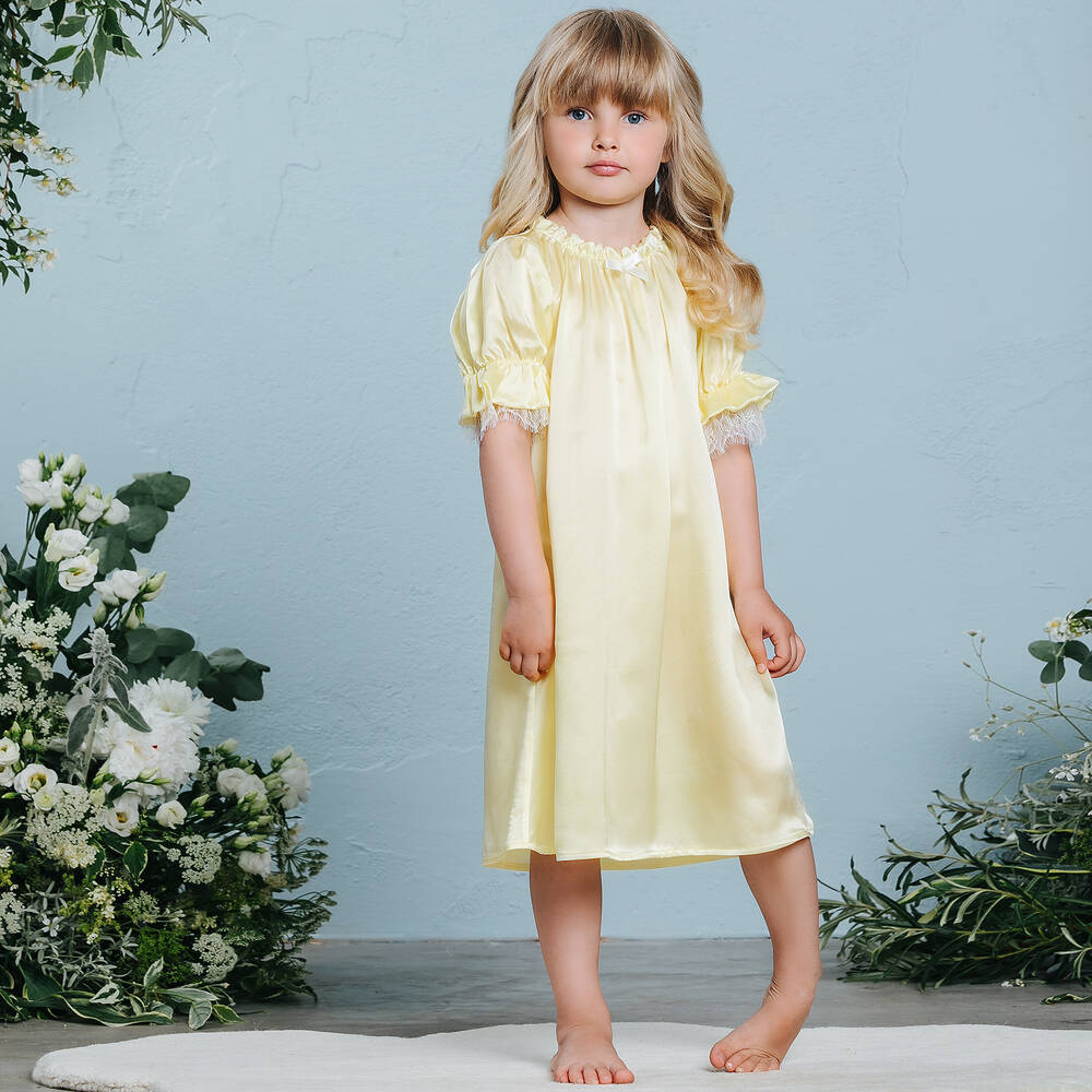 AMIKI Children-Yellow Silk Nightdress | Childrensalon Outlet