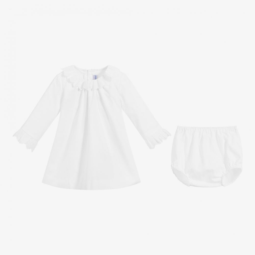Ancar-Baby White Cotton Dress Set  | Childrensalon Outlet