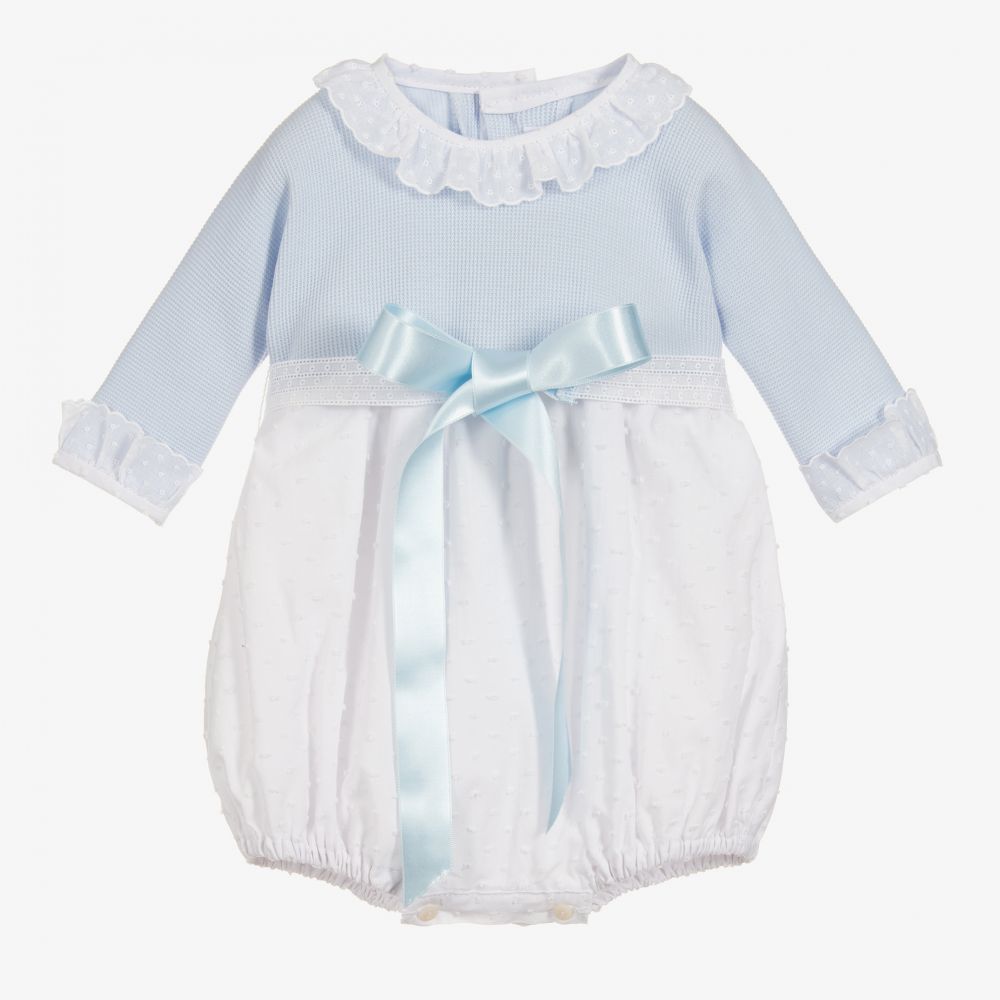 Ancar - Combi-short bleue et blanche Bébé  | Childrensalon