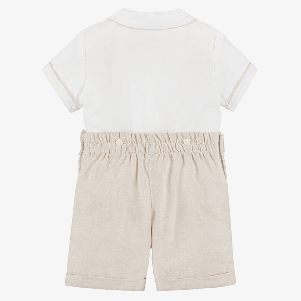 Ancar-Boys Ivory & Beige Buster Suit | Childrensalon Outlet