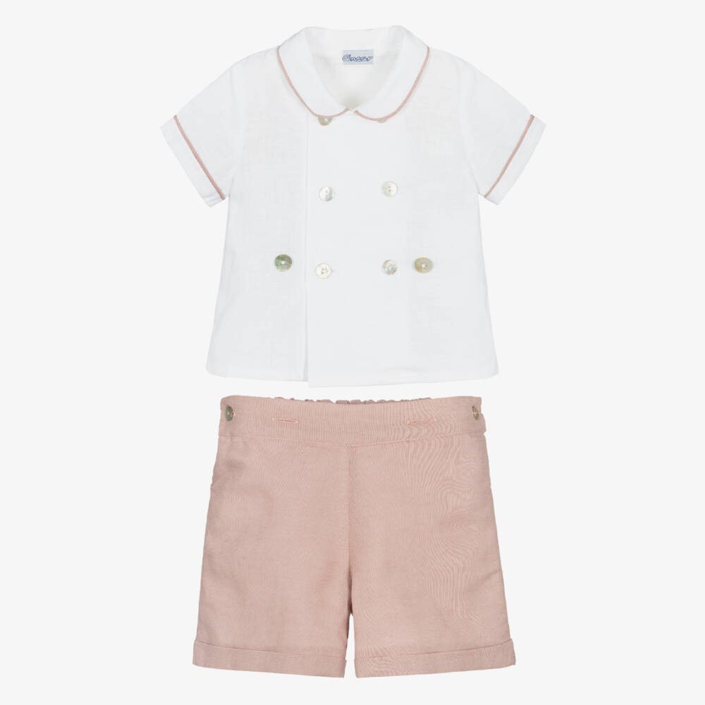 Ancar-Boys Ivory & Pink Buster Suit | Childrensalon Outlet