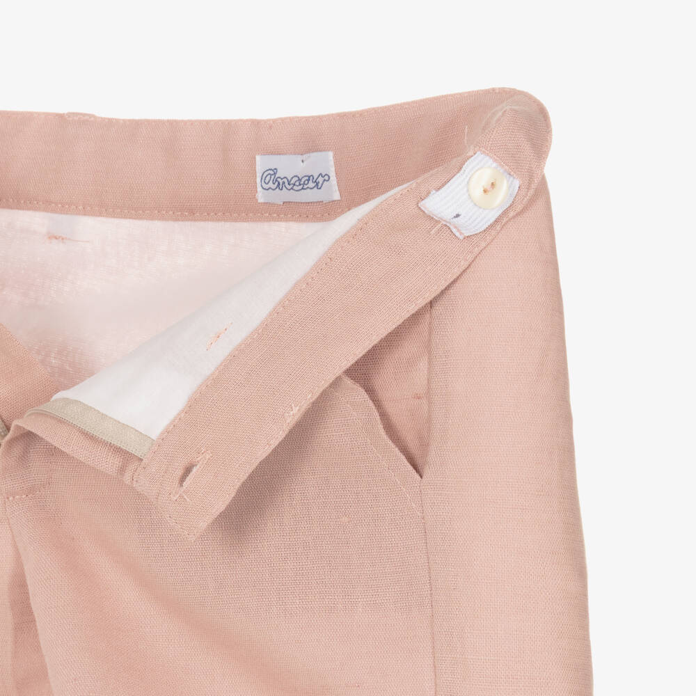 Ancar-Boys White Shirt & Dusky Pink Shorts Set | Childrensalon Outlet