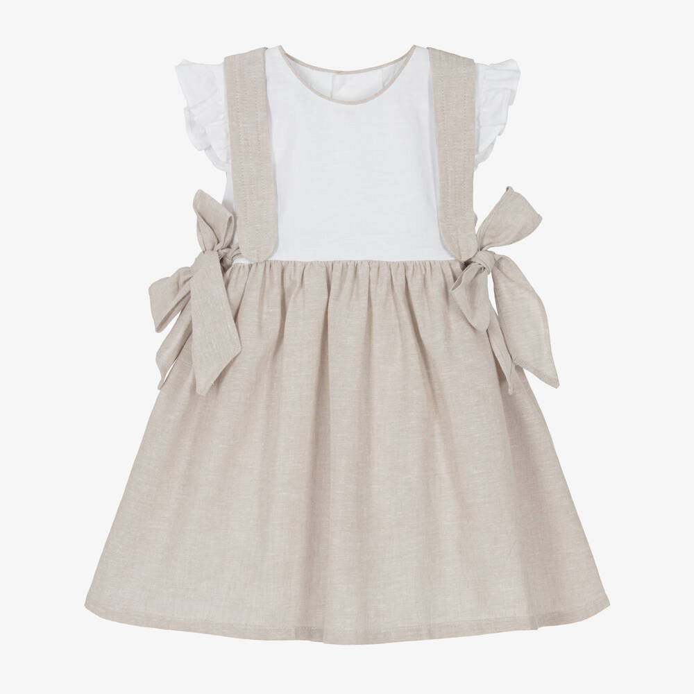 Ancar-Бежевая льняная платье для девочек | Childrensalon Outlet