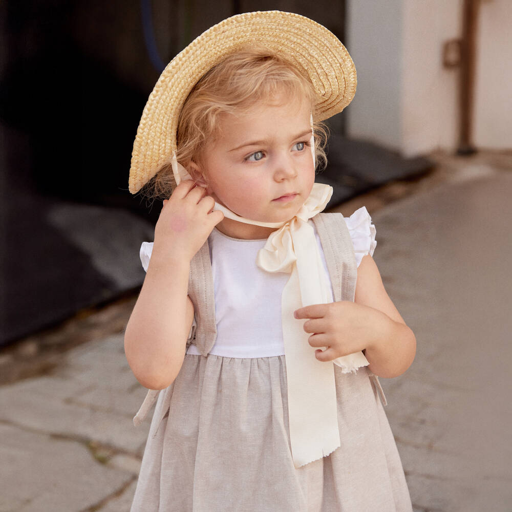 Ancar-Бежевая льняная платье для девочек | Childrensalon Outlet
