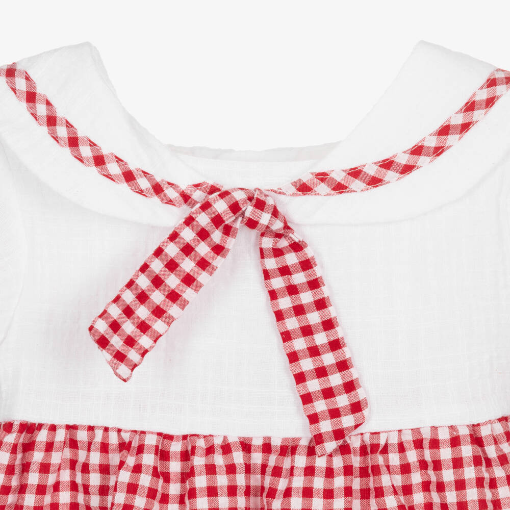 Ancar-Платье в клетку белое и красное для девочек | Childrensalon Outlet
