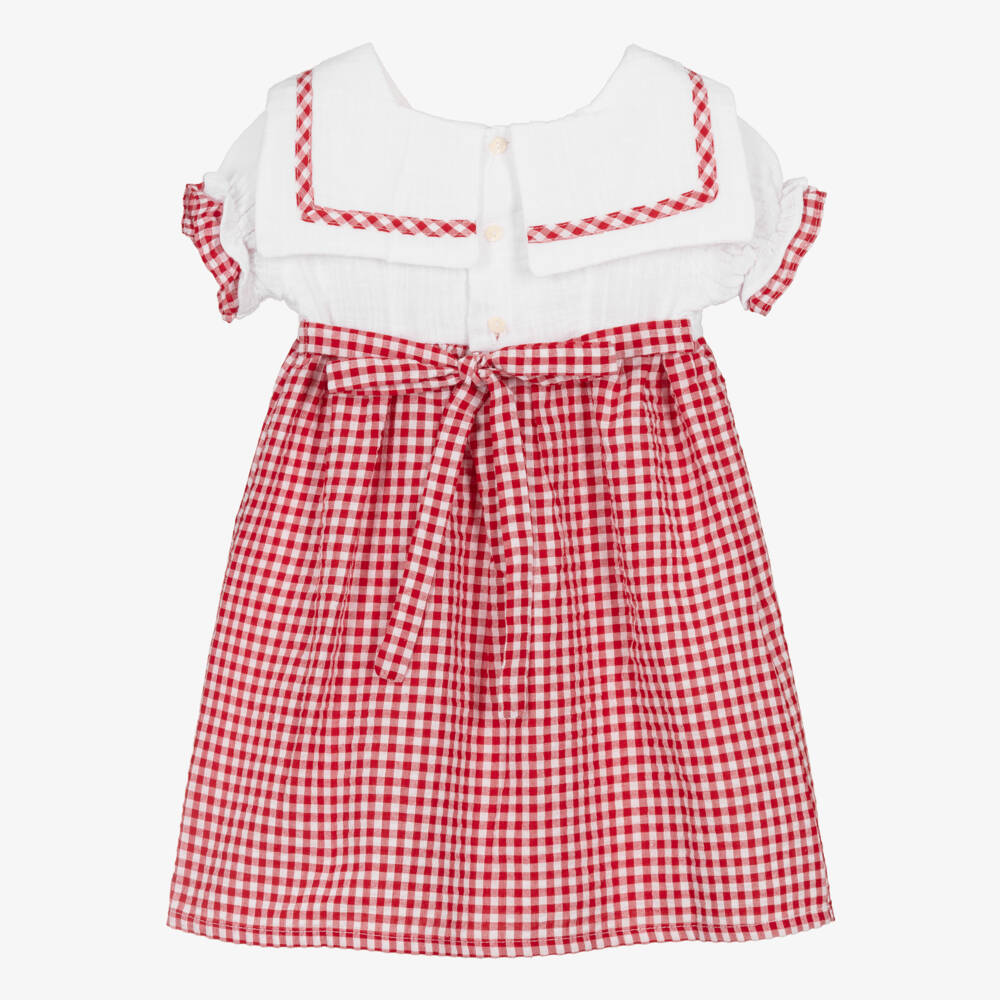Ancar-Платье в клетку белое и красное для девочек | Childrensalon Outlet