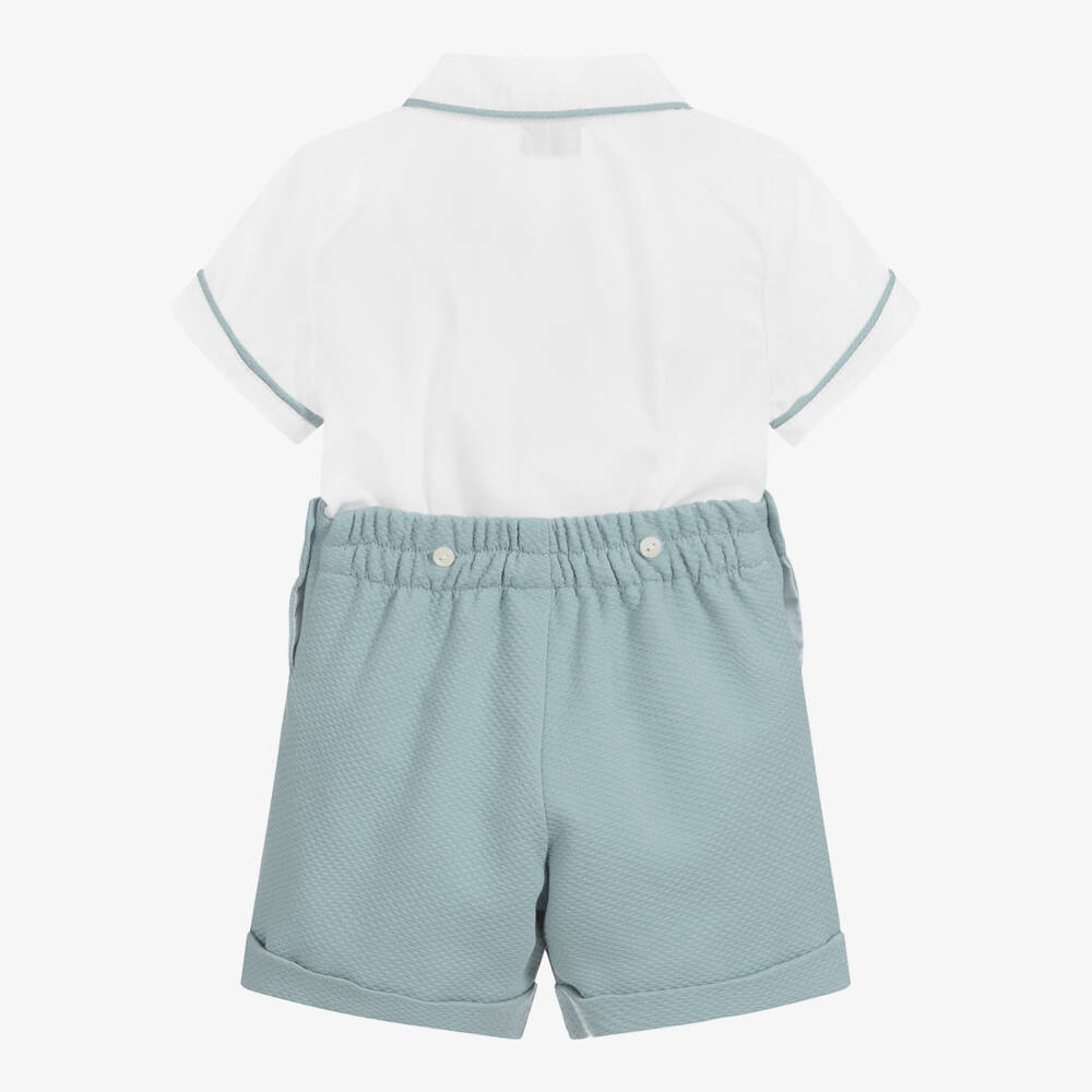Ancar-Green & White Boy's Cotton Ensemble | Childrensalon Outlet