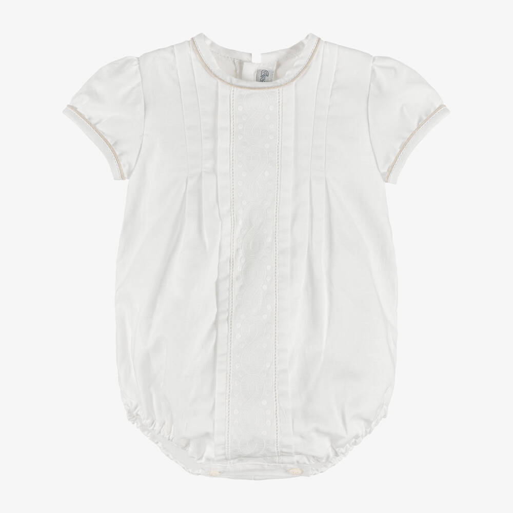 Ancar-Ivory Linen & Cotton Embroidered Shortie | Childrensalon Outlet